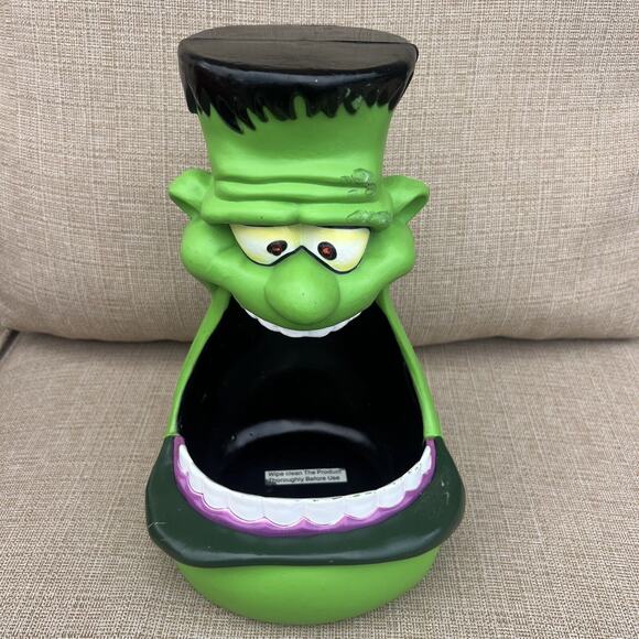 Frankenstein Big Mouth Candy Bowl talking, glowing eyes Vintage Gemmy WORKS - Picture 5 of 7